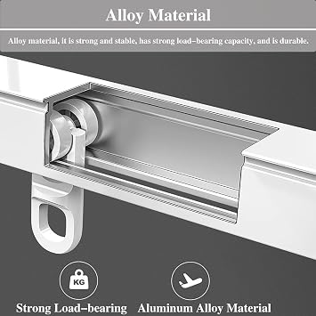 Double Row Curtain Track Wall Mounted, Heavy-Duty Room Divider Rails for Living Room Bedroom Room, Blackout Valance Brackets Rail, Low Profile Glides(1.15-2.1m(3.7-6.8ft))