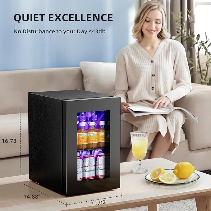 Antarctic Star 18L Beverage Refrigerator Cooler 24Can, Mini Fridge with Quiet Compressor, LED Light,Freestanding Small Fridge with Electronic Temperature Control for Home and Bar(40-61 ℉) on Fridge.com