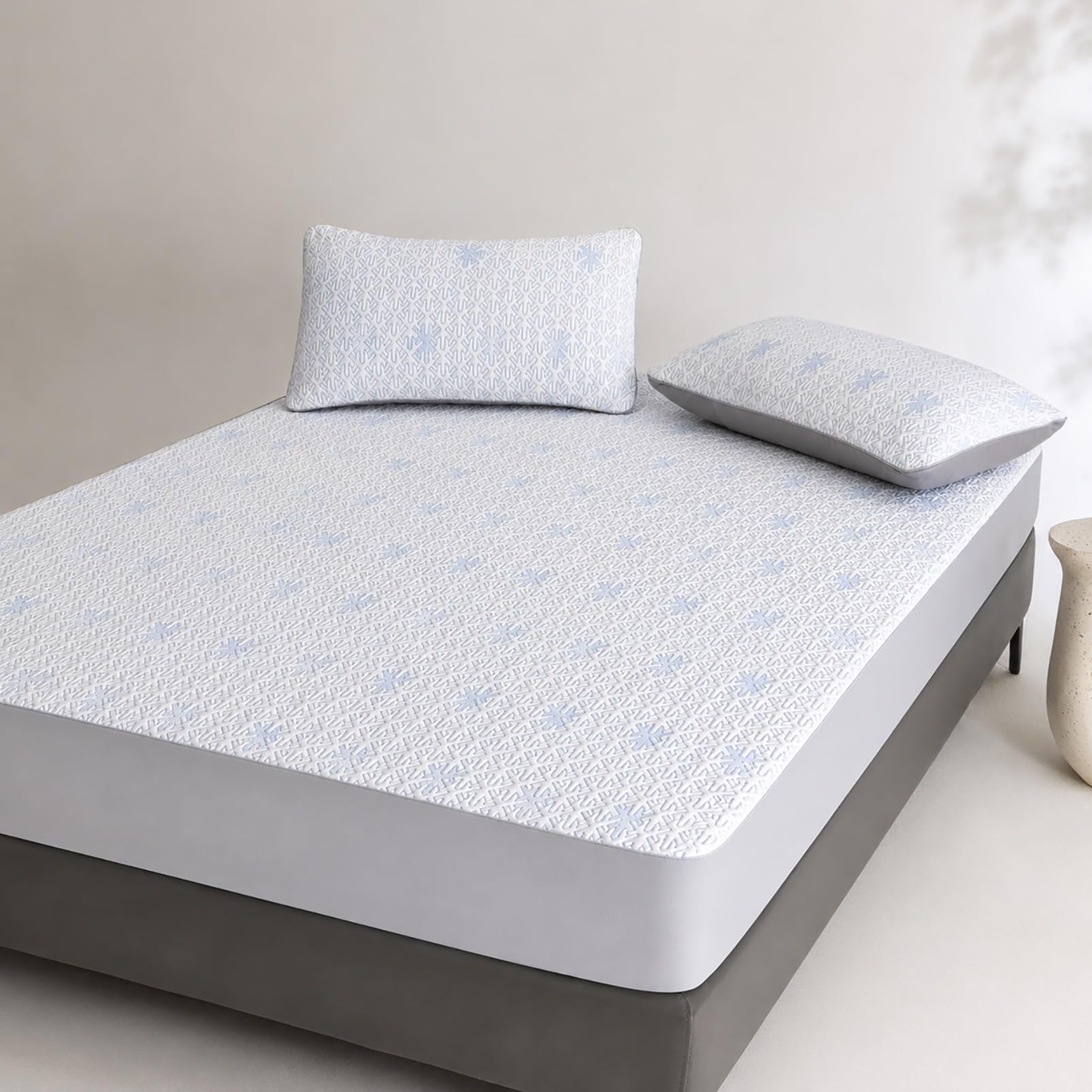 Housse de matelas rafraîchissante 180x200 bleu avec ses taies