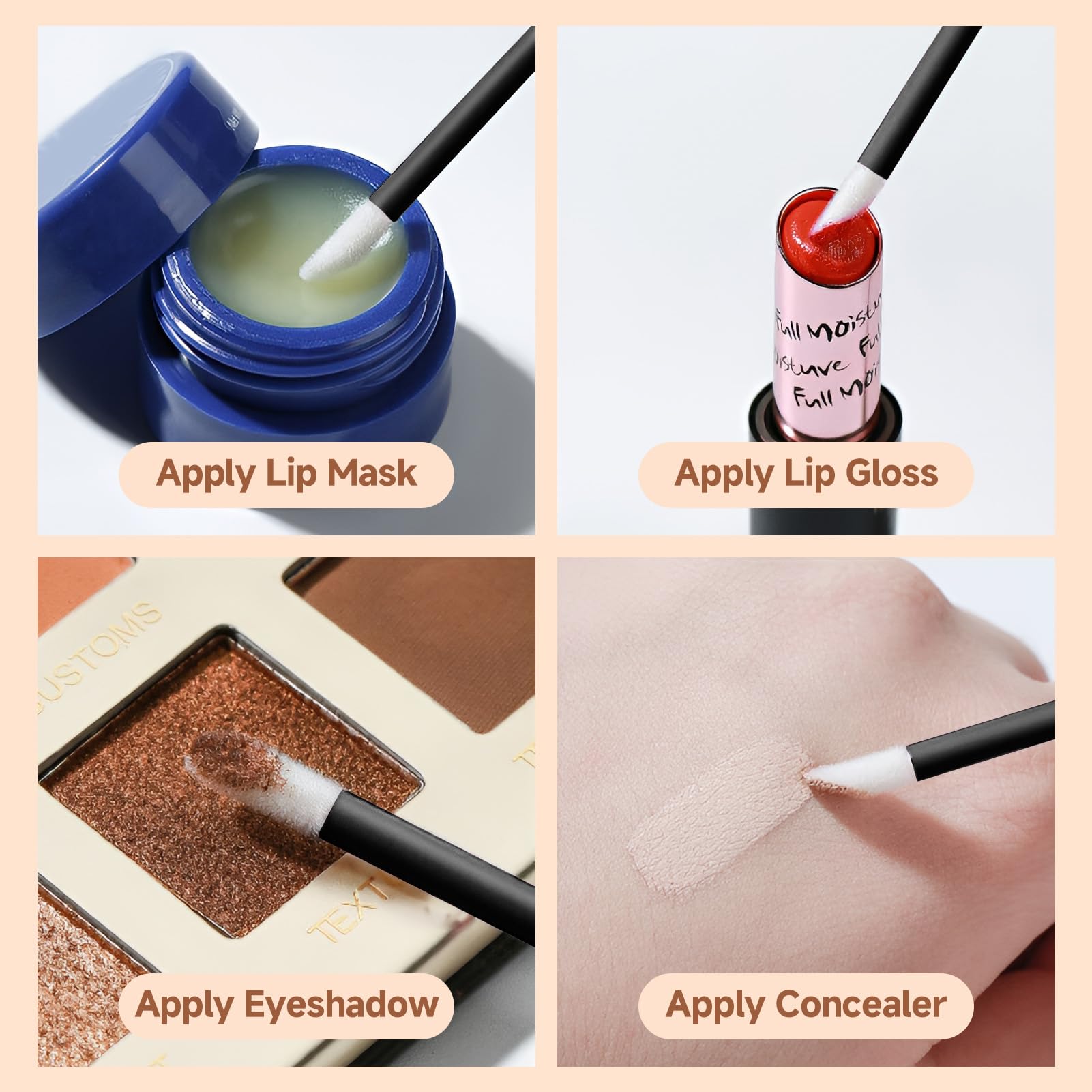 400pcs Pinceau à Lèvres, Applicateur Brosse à Lèvres Jetable, Lip Brush Parfait pour Maquillage, Outil de Beauté pour Lèvres, Cils et Sourcils, Kit de Maquillage Professionnel(Noir)