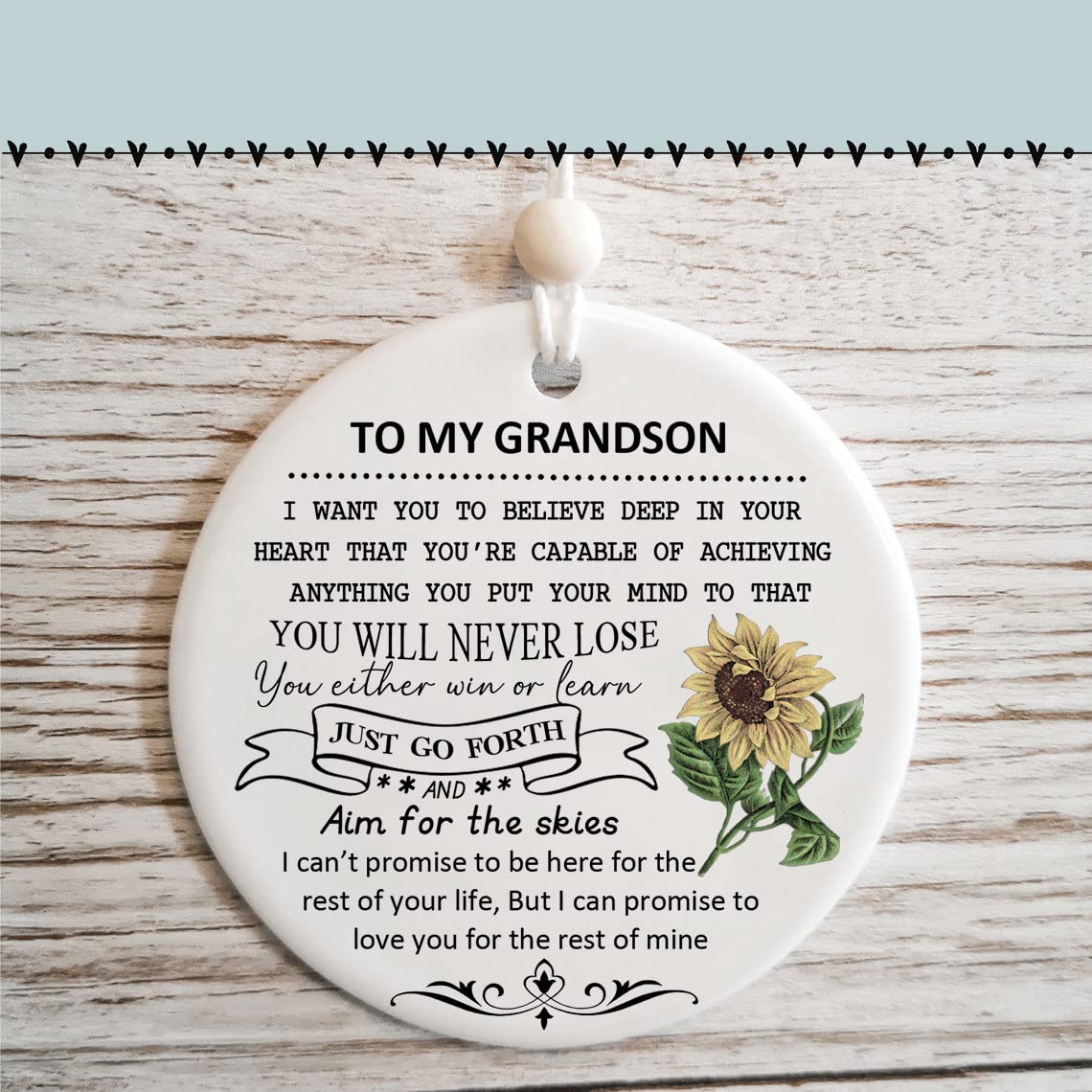 Grandson Christmas Ornament 2023 from Grandma or Grandpa, First Communion Gifts for Boys Catholic Grandson, 2.83" Round Porcelain