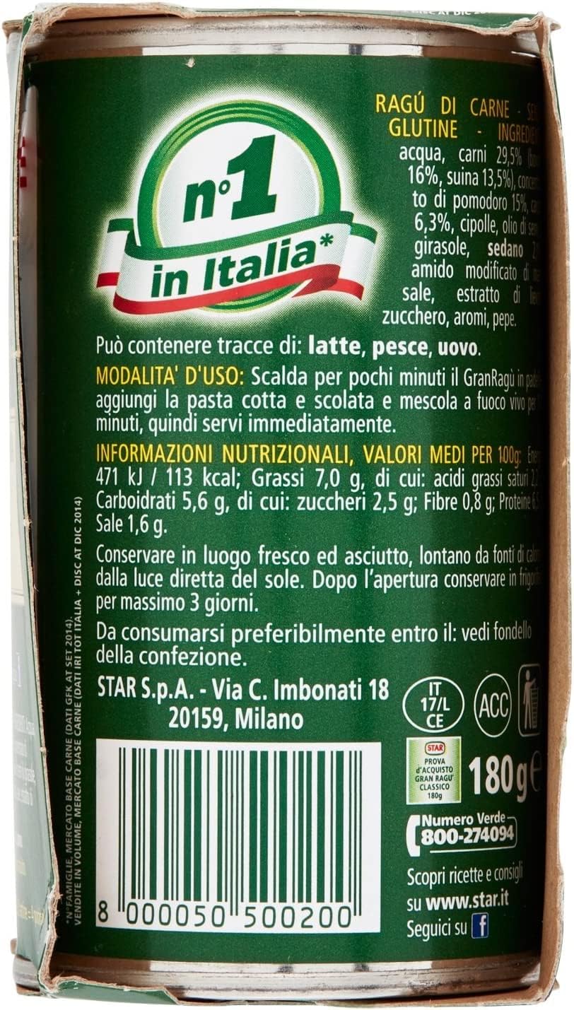 Star Gran Ragù, Set Degustazione 5 Varietà, Sughi Pronti con Carne Italiana 100%, 10 Confezioni da 180g, + portachiavi italy shop service