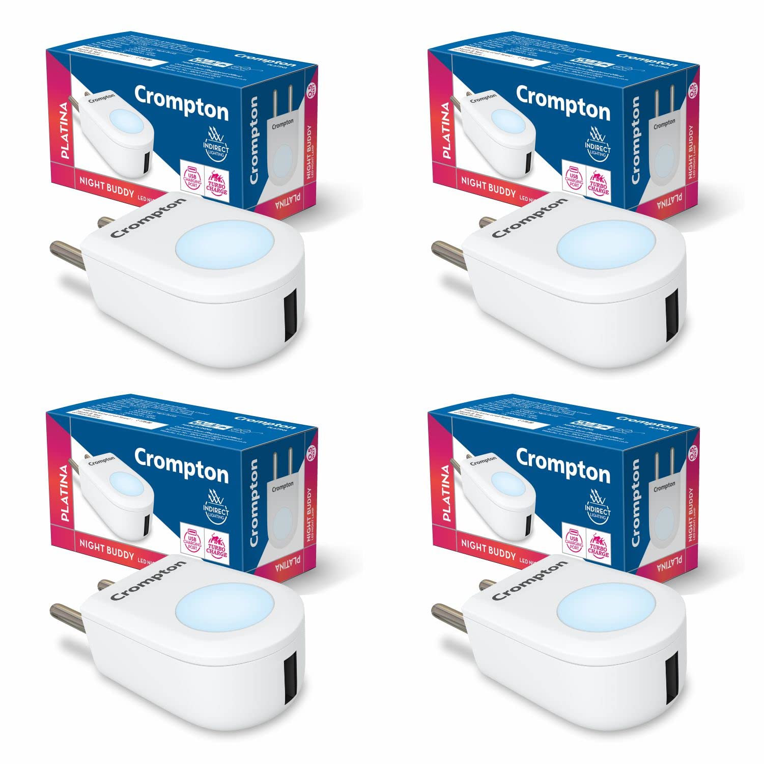 Crompton Night Buddy: LED Night Lamp with USB Charger -9