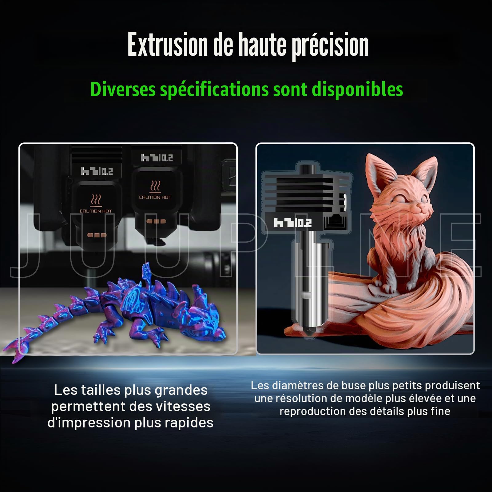 Lot de 2 kits de hotend améliorés de 0,2 mm pour laboratoire bambou P2S/H2D/H2S (avec 4 manchons en silicone), extrudeuse avec buse en acier trempé et bloc chauffant électroplaqué pour accessoires