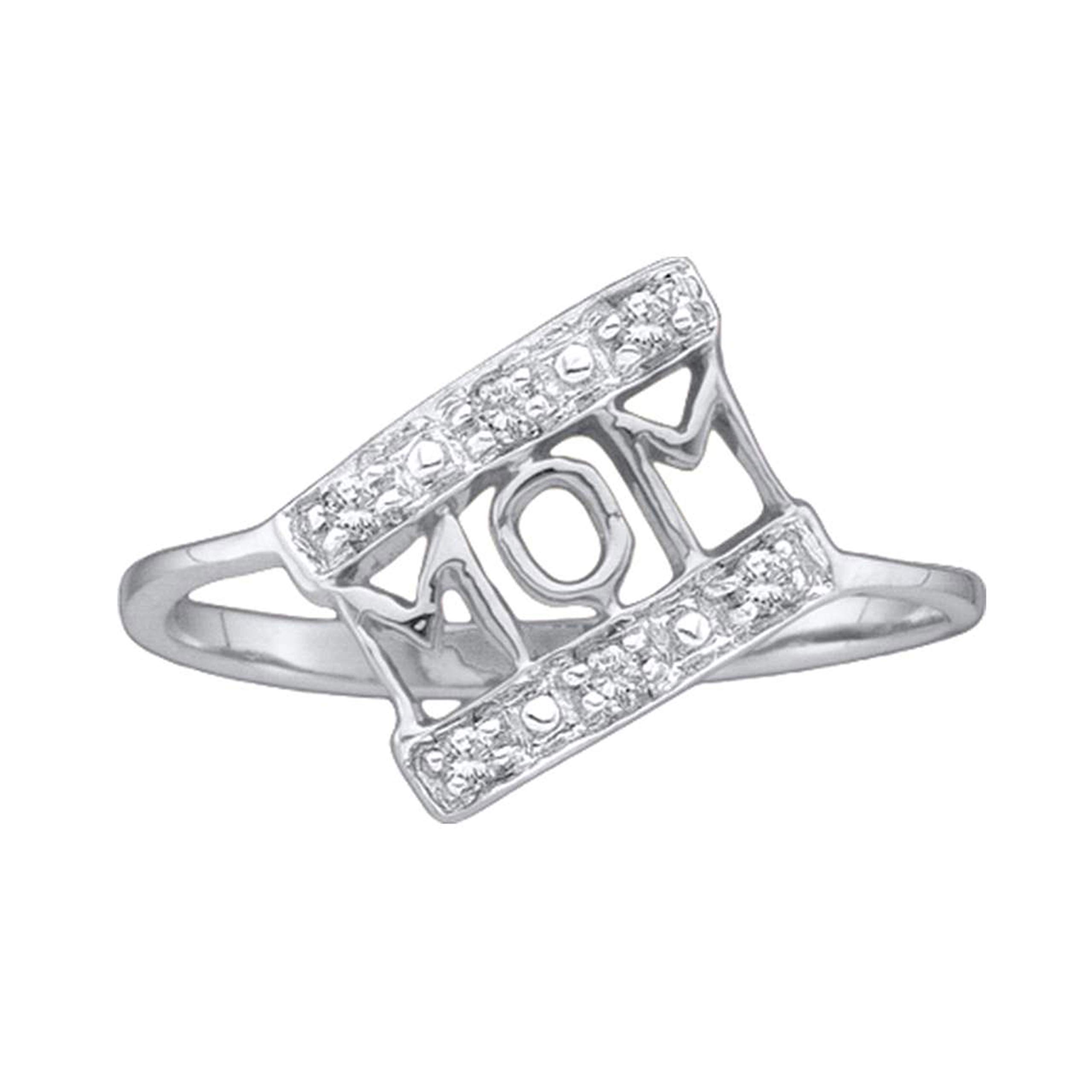Dazzlingrock Collection Anillo mamá de diamante de 0,06 quilates (ctw) de 1/20 quilates, oro blanco de 10 quilates.