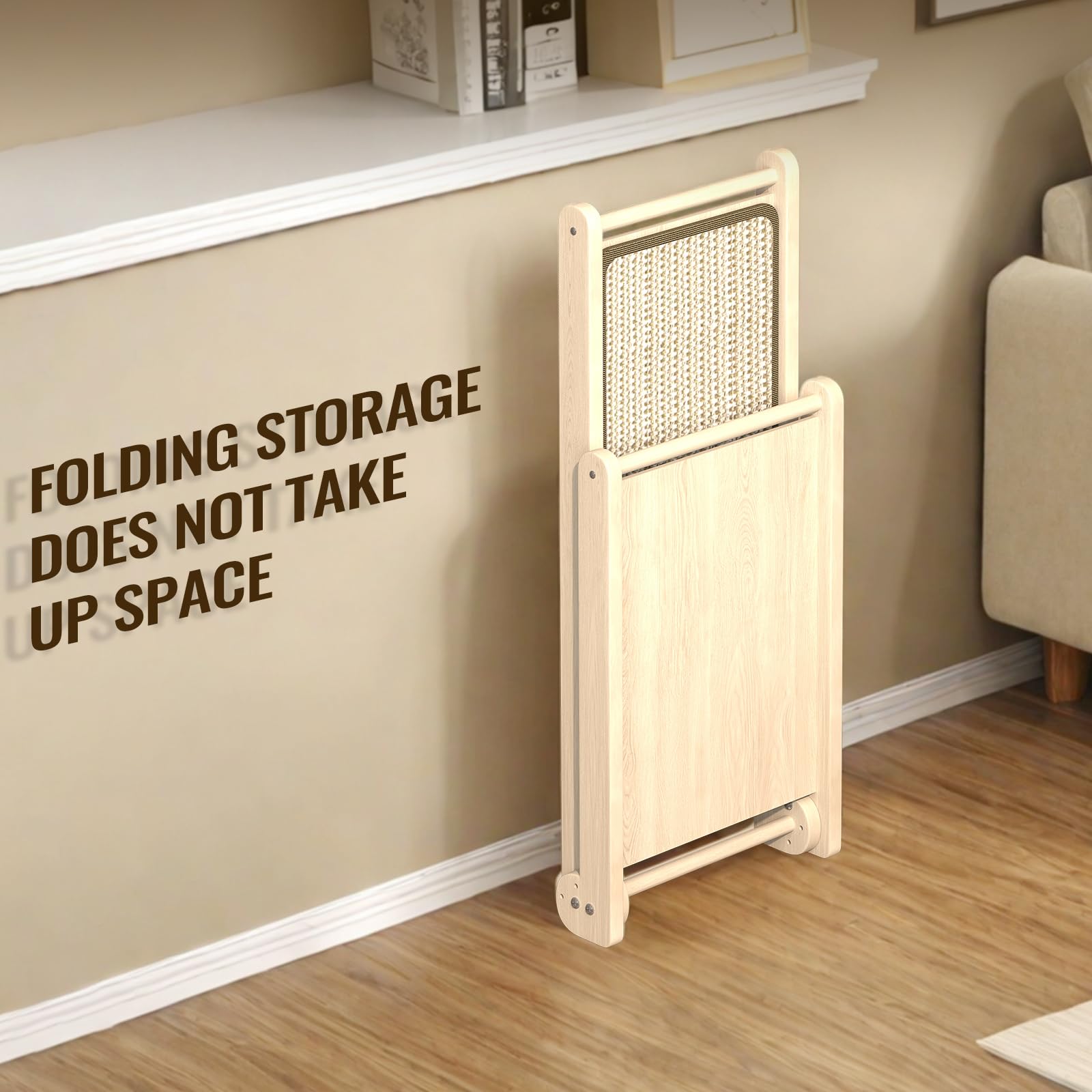 Cat Scratcher, 24-Inch L Shaped Cat Scratcher, Foldable Cat Scratching Board, Sisal Cat Scratcher with Ball Toy for Indoor Cats, Protecting Furniture Cat Scratching Pad, Floor Mounted Cat Scratcher