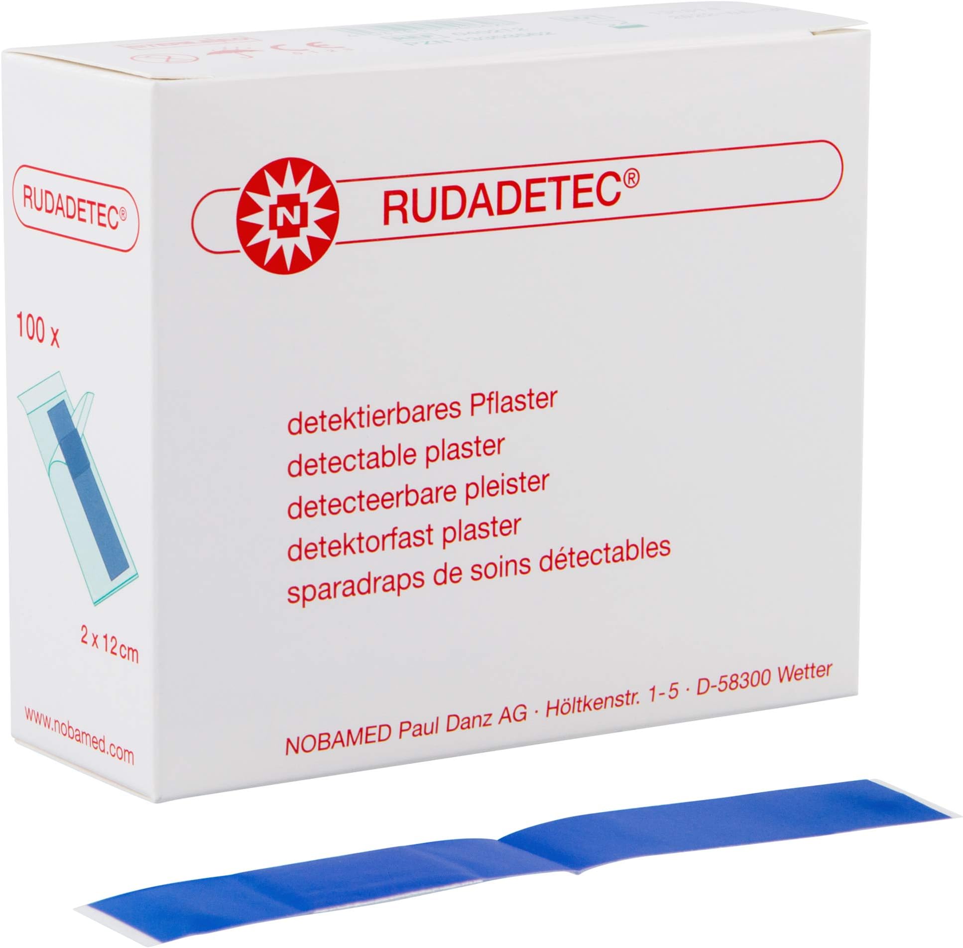 100 x rudadetec detektierbare Bandaid Blue in 5 Executions - 2 cm x 12 cm