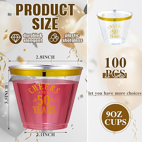 Miniatura 4 de Roshtia 100 vasos de plástico transparente de 9 onzas, vasos de plástico transparente desechables para copas de vino, cócteles, fiestas, suministros