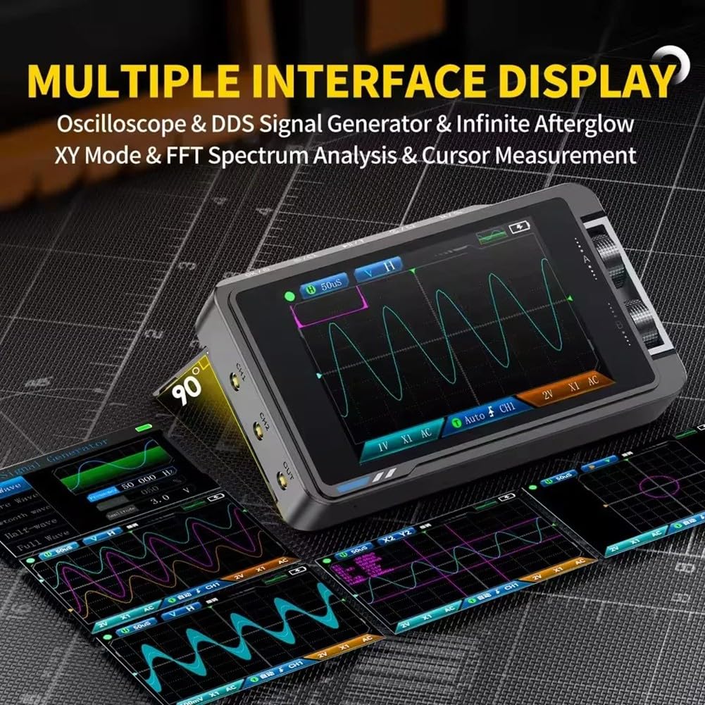 DS215H Oscilloscope à stockage numérique à double canal Bande passante 50 MHz avec générateur de signal 250 MSa/s Taux d'échantillonnage Écran HD de 3,5 pouces (DS215H de haute qualité)