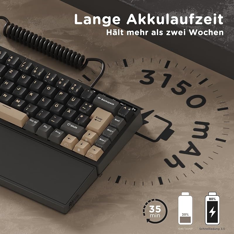 RK ROYAL KLUDGE S70 Wireless Mechanikus Gamer Billentyűzet Split Ergonomikus QWERTZ RGB