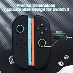 DLseego 4PCS Poignées de pouce conçues pour le commutateur Nintendo 2 (2025), Soft Silicone Joycon Contrôleur analogique Protection antidérapante Bouton Joy Con Bonnets de joystick Couvertures, Circle - noir