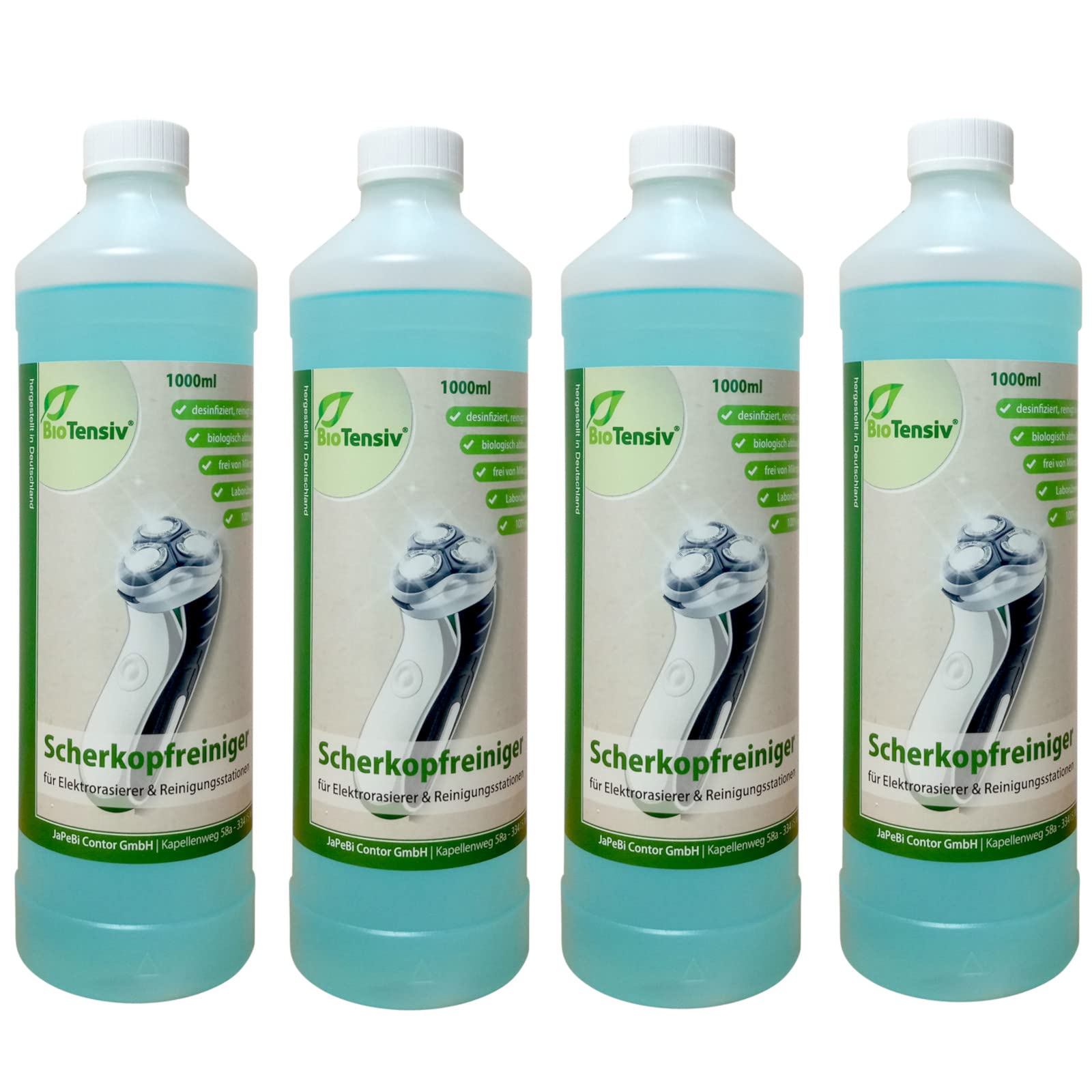 Professional Scherkopfreiniger 4x 1000ml | 4x Reinigungslösung, Für Elektrorasierer, Für Reinigungsstationen
