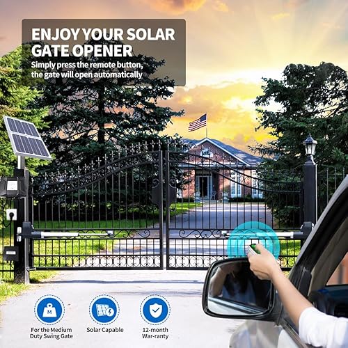 Miniatura 2 de TOPENS AT6132S - Abridor solar de doble puerta oscilante, motor de puerta automático de servicio medio para puertas batientes dobles de hasta 18