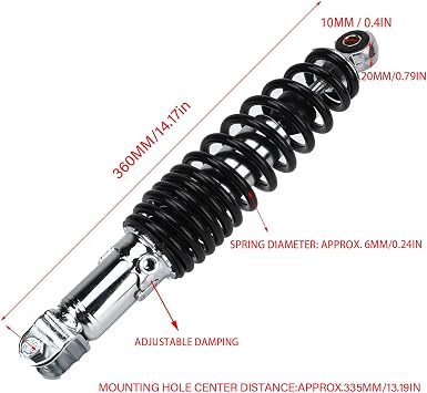 Rear Shock Absorber, Steel Suspension Damper 5 Gear Adjustable for GY6 125 50 60 80 Engine Scooters Mopeds ATV, Reliable Upgrade