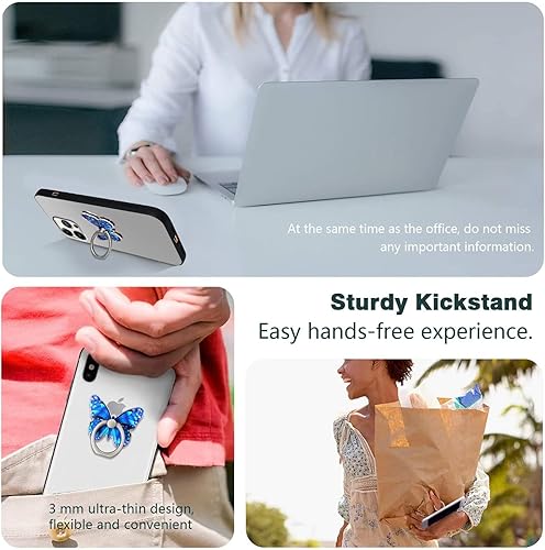 Miniatura 6 de Cavdycidy Bling Metal - Soporte de anillo para teléfono celular, rotación de 360, soporte universal compatible con todos los teléfonos inteligentes