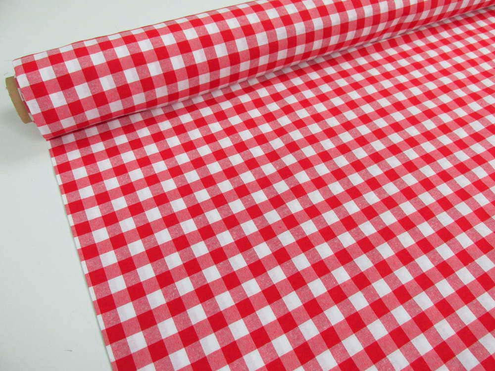 Mantel Tela resinada Antimanchas Cuadros Picnic Cuba Rojo (140_x_400cm)
