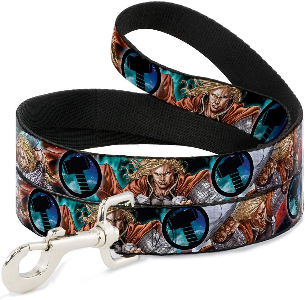 Dog Leash Astonishing Thor 3 Poses Hammer Logo 6 Feet Long 1.0 Inch Wide