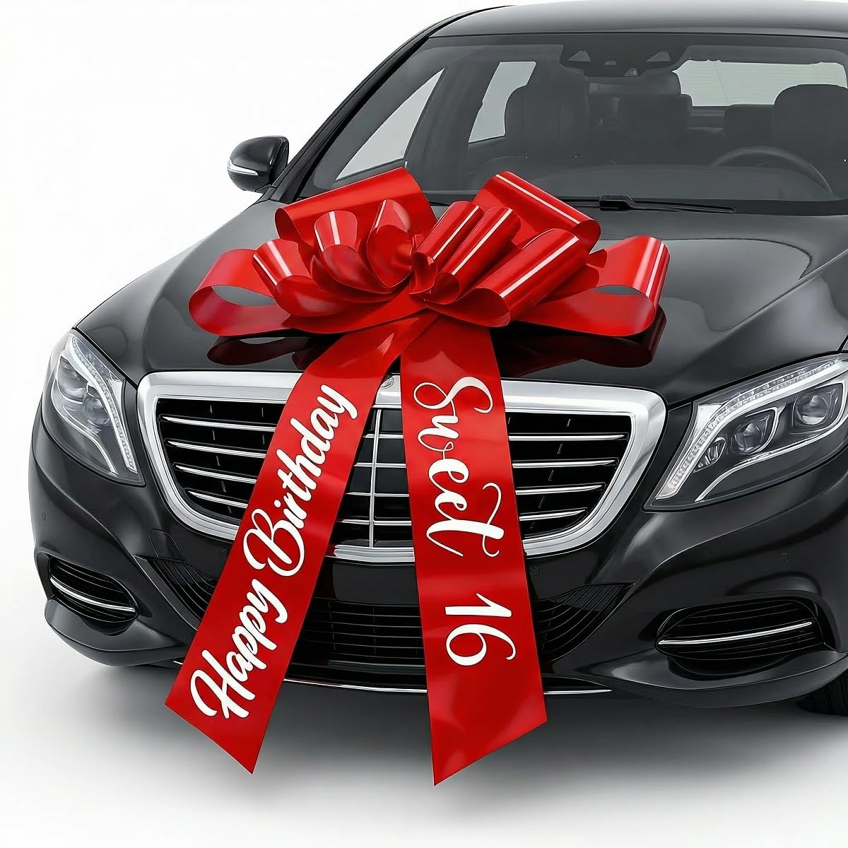 30" Giant Car Bow Big Red Car Bows for Large Gift Wrapping, Wedding, Birthday, Christmas, Huge Pull Bow for Large Present Decoration (Sweet 16 Red) — image 1