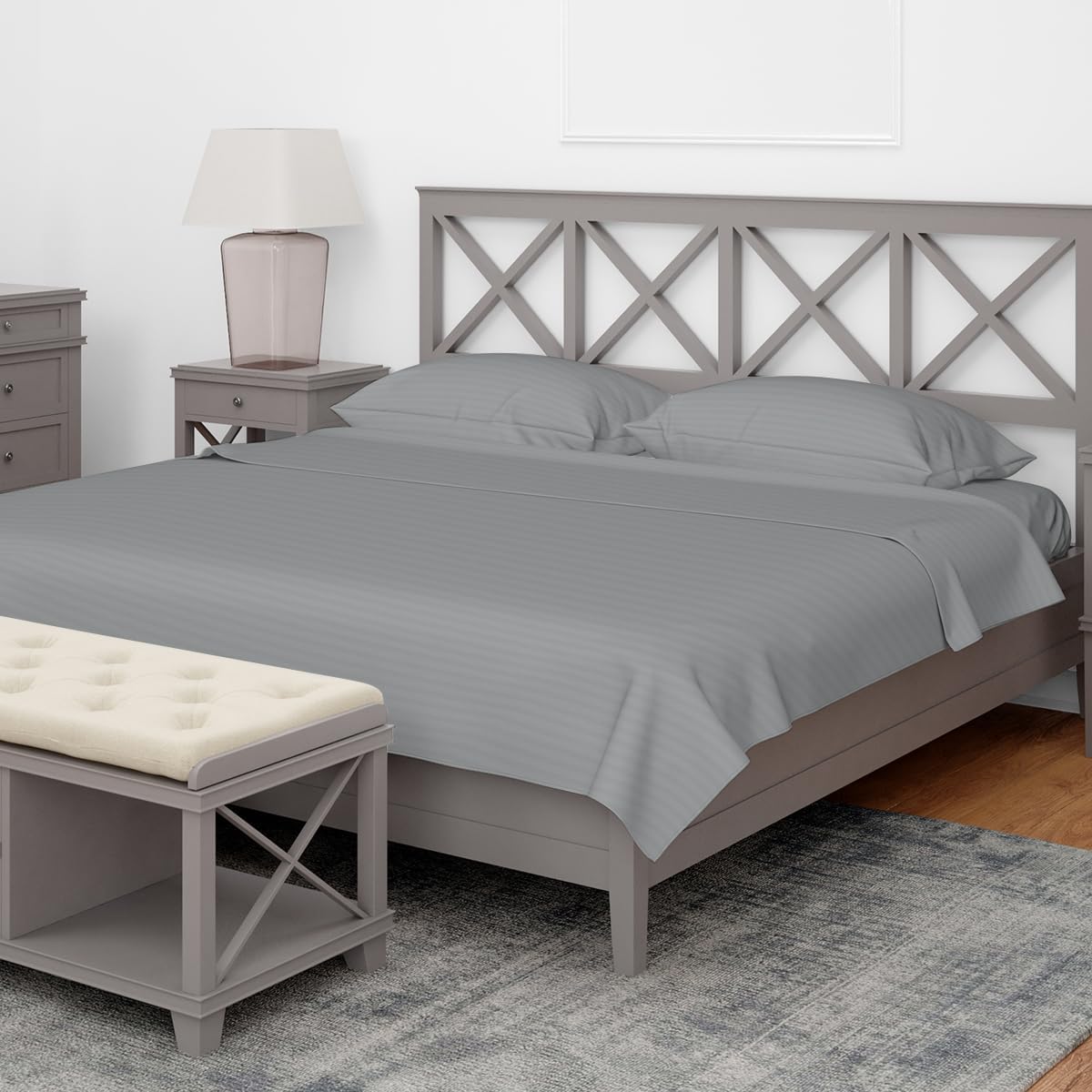 Blissi Home Double Brushed Microfiber Queen Bed Sheets, 2000 T Soft Queen Sheet Set, 6Pcs Set Deep Pockets Bedding Sheets & Pillowcases, Gray