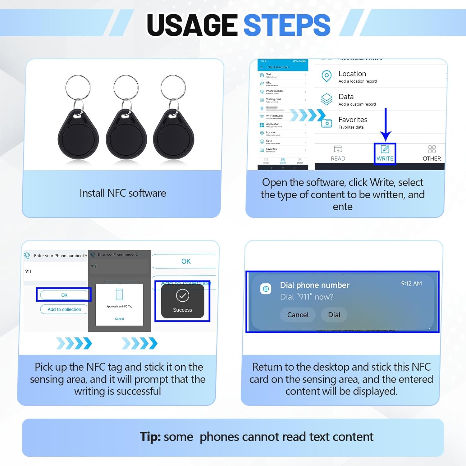 Beeveer Nfc Tags Keytags Nfc Key Keychain Business Card Digital Programmable 504 Bytes Memory, Compatible with Mobile Phone