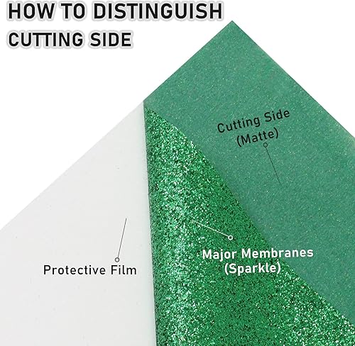 Miniatura 4 de Rollo de vinilo de transferencia de calor HTV con purpurina verde hierba, vinilo para planchar con purpurina para Cricut y Silhouette Cameo, vinilo