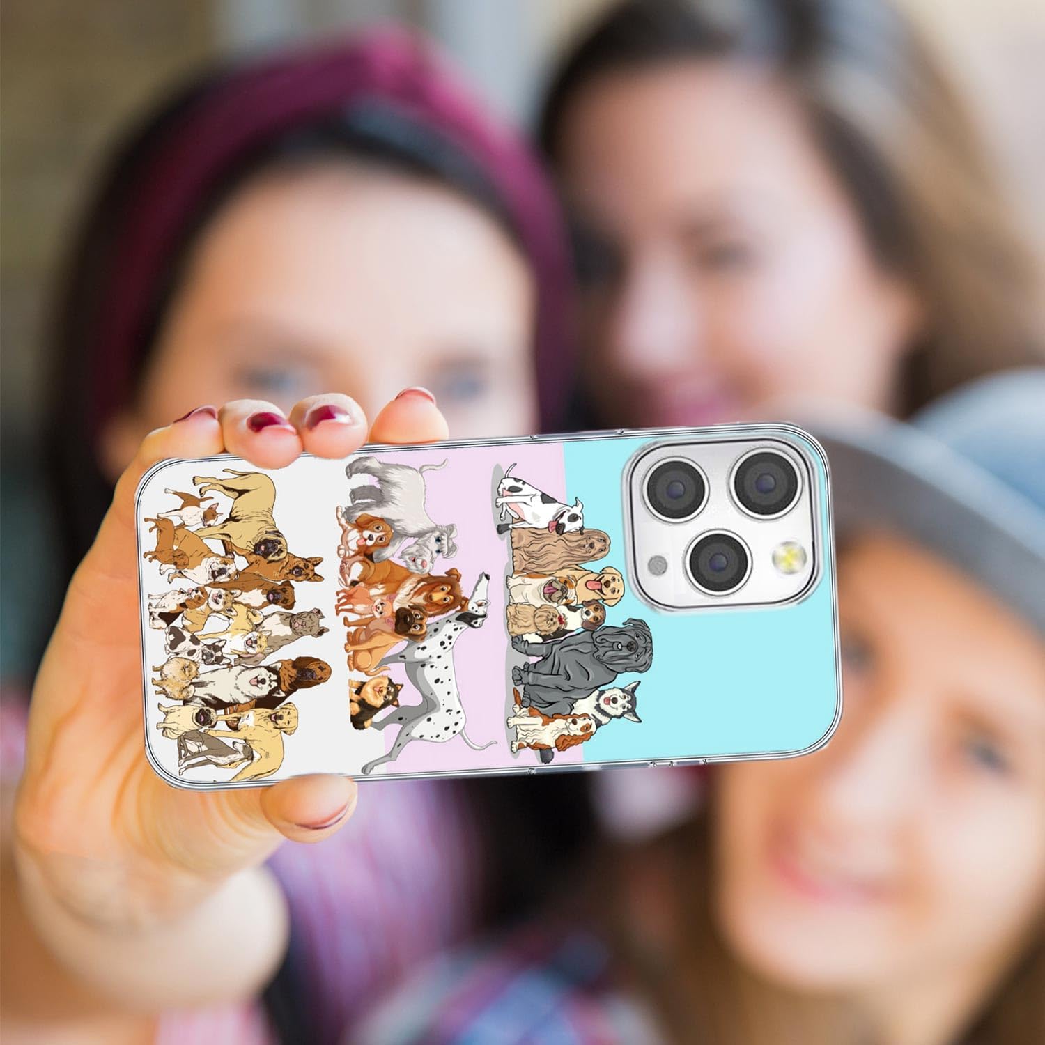 for iPhone 15 Pro Case for Women Girl Men, Full Protective Shockproof Soft TPU Slim Clear Phone Cover Cases Design for iPhone 15 Pro 6.1,Cute Cartoon Animal Pet Multi Breed Dog Puppy On Pink - Image 7