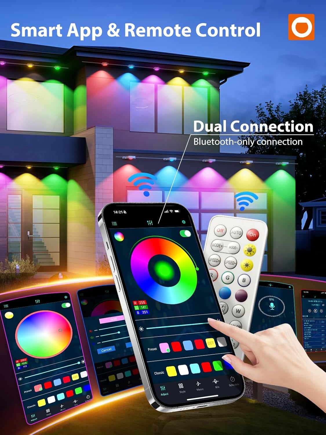 addlon Permanent Outdoor Lights remote and app control interface
