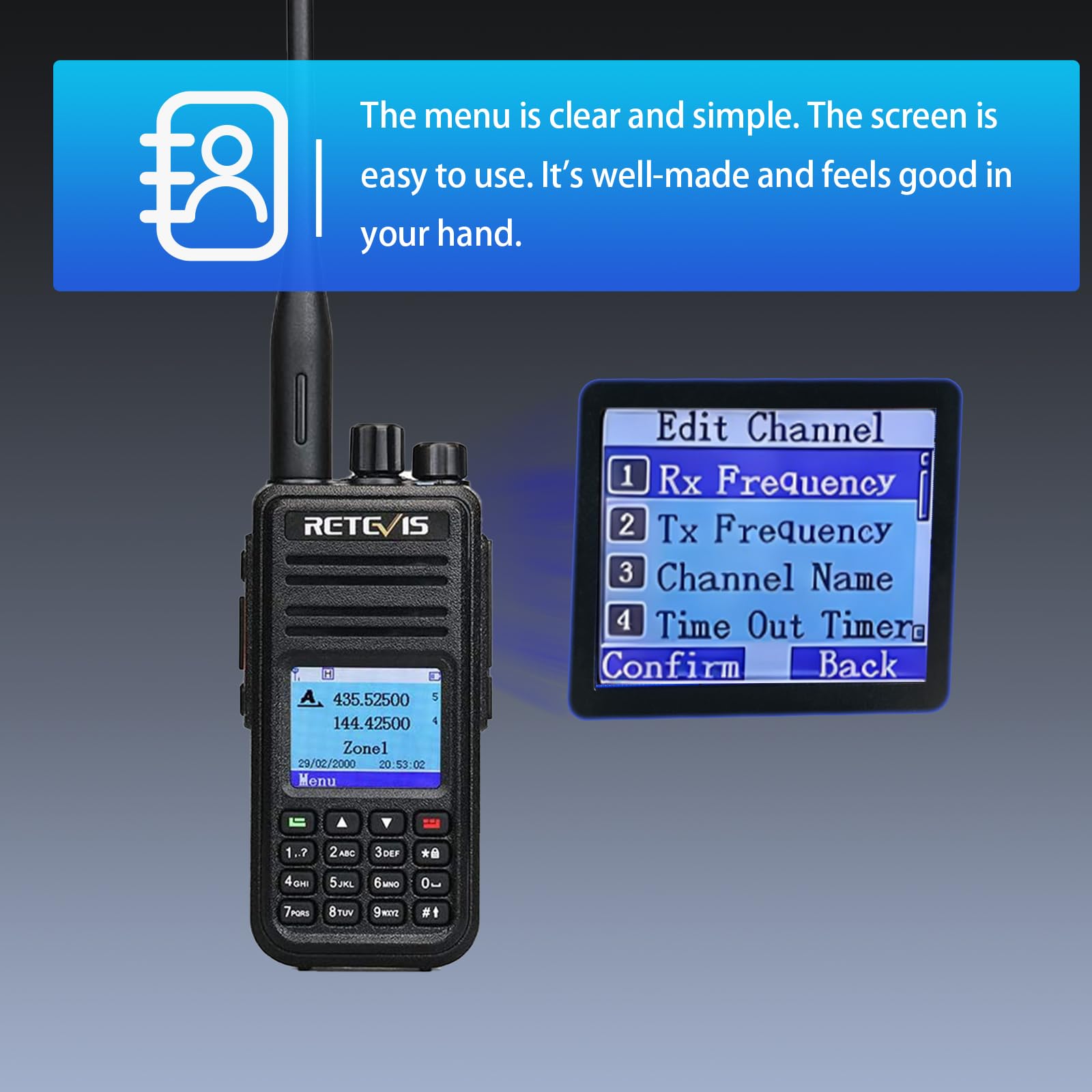Retevis RT3S DMR Funkgerät mit GPS, Große Reichweite Amateurfunkgerät | Unterstützt OpenGD77, Doppel-Zeitschlitz für Repeater, Kompatibel mit MOTOTRBO TierⅠ& Ⅱ, TDMA, 3000 Kanäle
