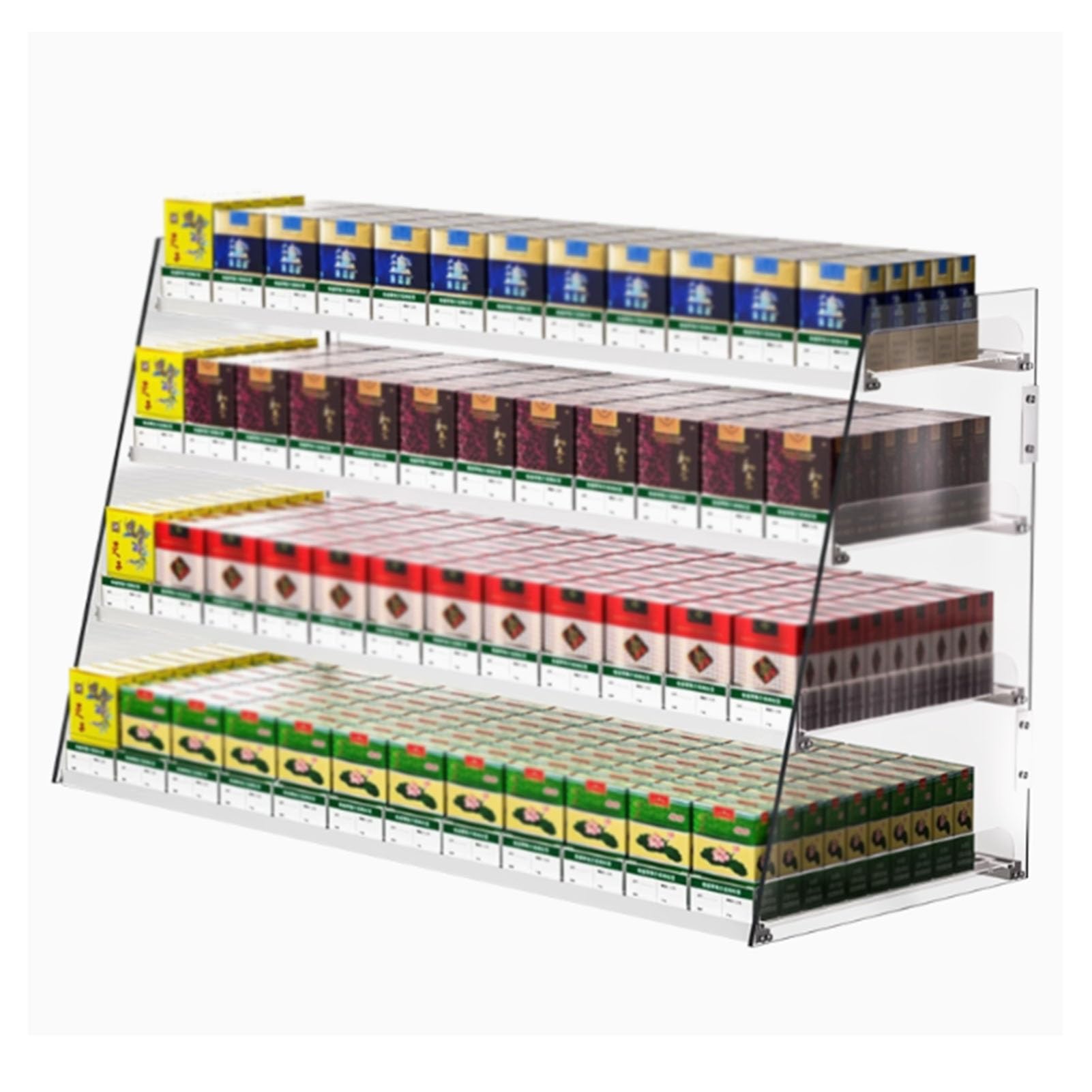 Présentoir mural en acrylique pour cigarettes – Présentoir de comptoir avec support poussoir automatique pour organisation de vente au détail, transparent, 92 x 26,3 x 6 cm, parfait pour les magasins