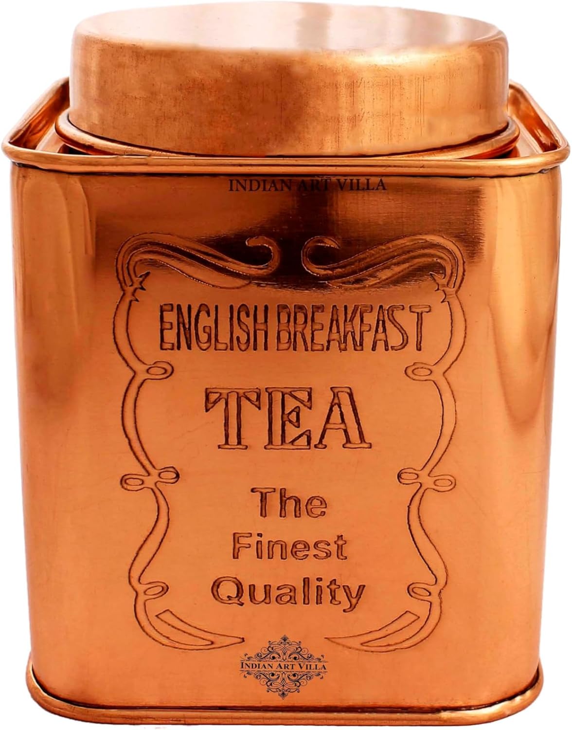 Indian Art Villa pure copper Coffee Container with Airtight Copper Lid Home Décor Canisters, Storage Purpose, 4.7 Inches, Coffee Container