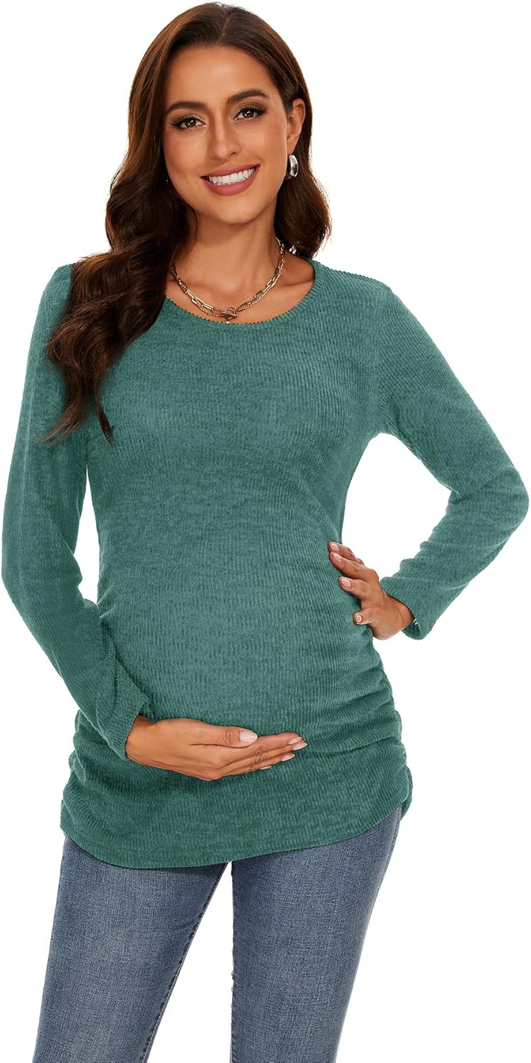 Smallshow Women's Maternity Sweater Shirt Long Sleeve Pregnancy Top Clothes - Image 2