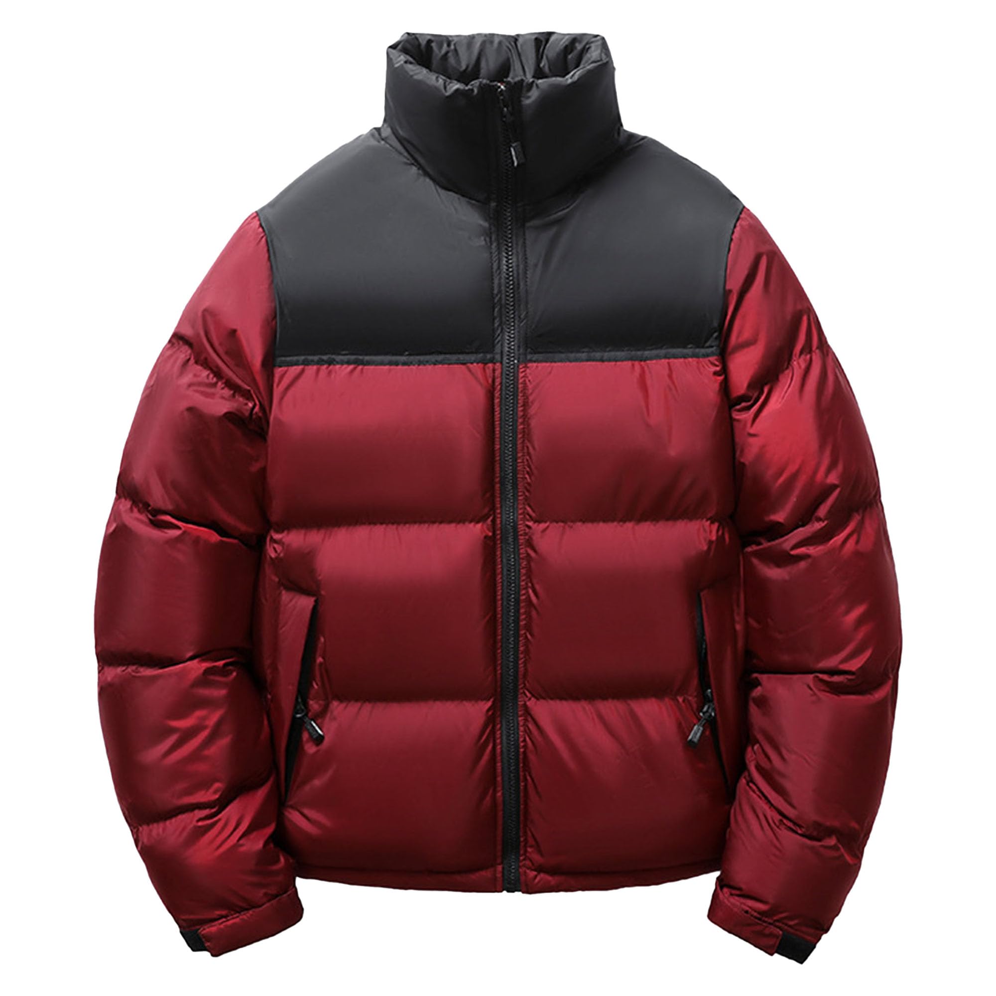 Maiyifu-GJ Men's Stand Collar Warm Puffer Jacket Lightweight Winter Windproof Quilted Coat Puffy Outerwear With Zip Pocket (Medium,Red)
