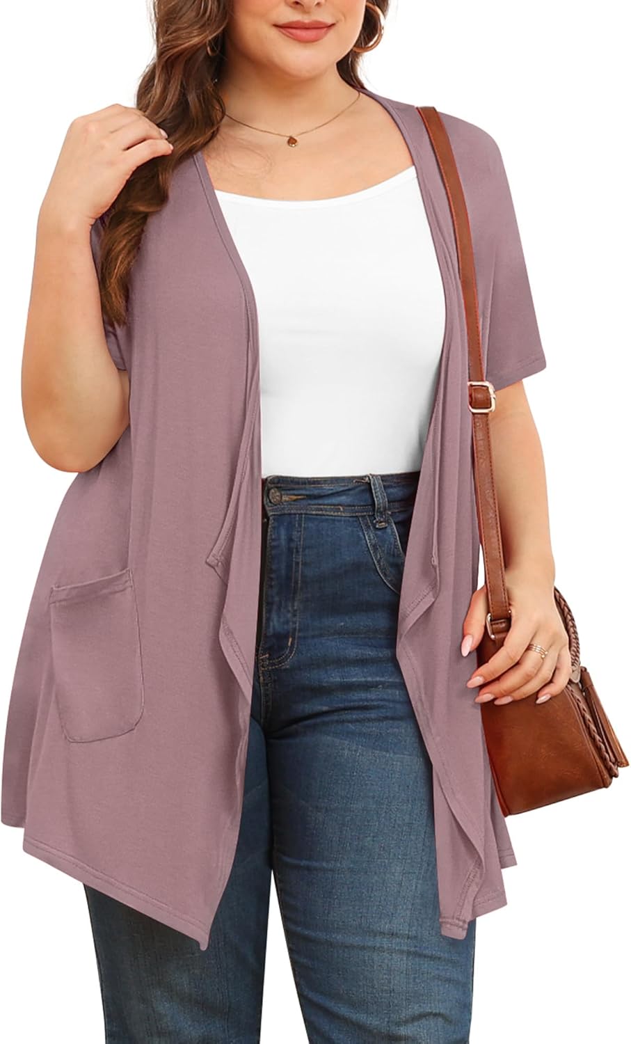 TIANZHU Plus Size Cardigan for Women Lightweight Short Sleeve Summer Dressy Light Cardigan