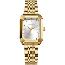 GOLDEN HOUR Womens Rectangular Quartz Watch, Gold Tone Stainless Steel Band