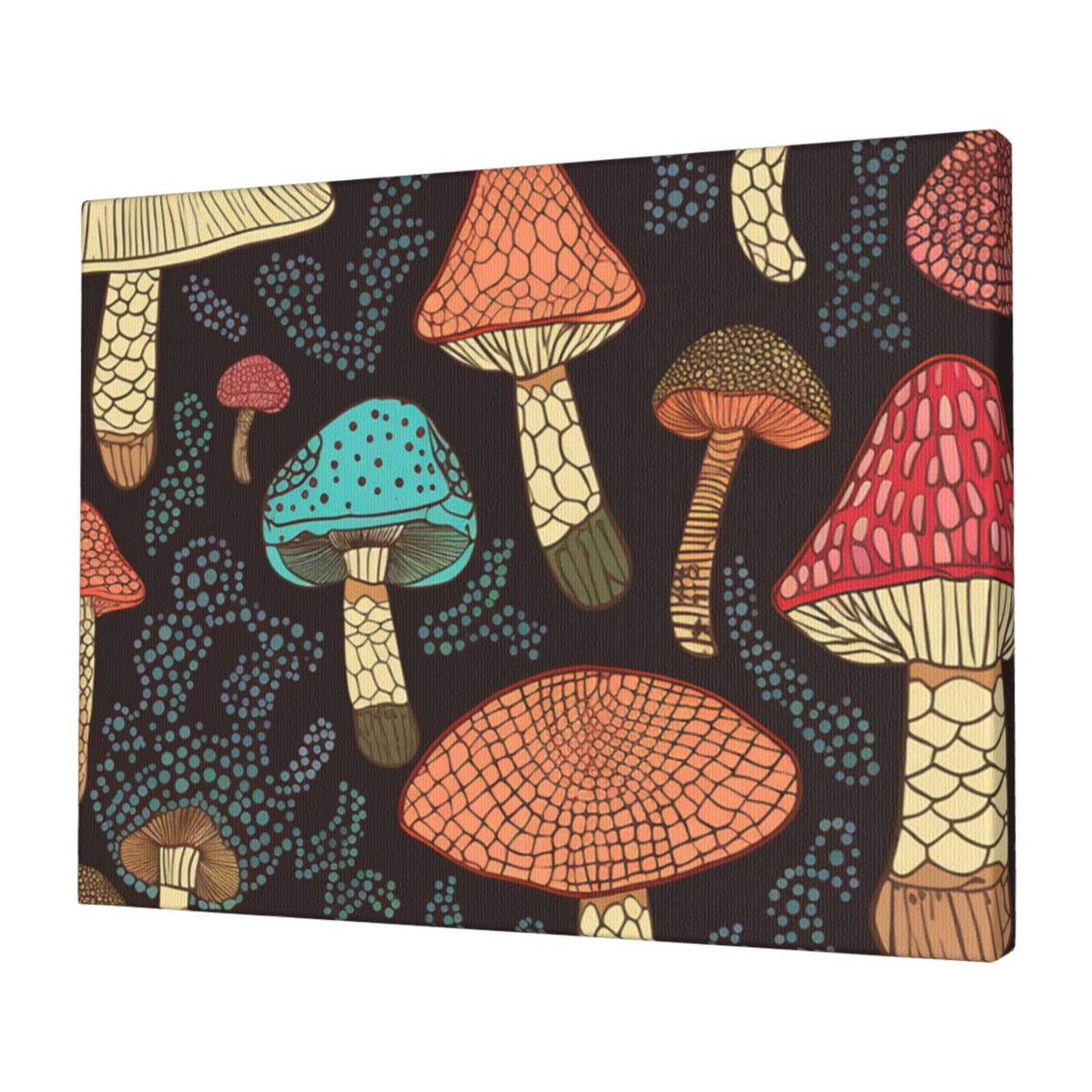 FodPand Canvas Wall Art for Living Room Wall Decor 12"x16" Modern Artwork Painting Pictures Hanging Canvas Prints Mushroom Aesthetic Wall Art for Bedroom Bathroom Office Wallart Decor