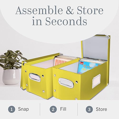 Miniatura 7 de Snap-N-Store Caja de almacenamiento de discos de vinilo con tapa, capacidad para hasta 75 registros, 13.375 x 12.625 x 12.5 pulgadas, iluminación