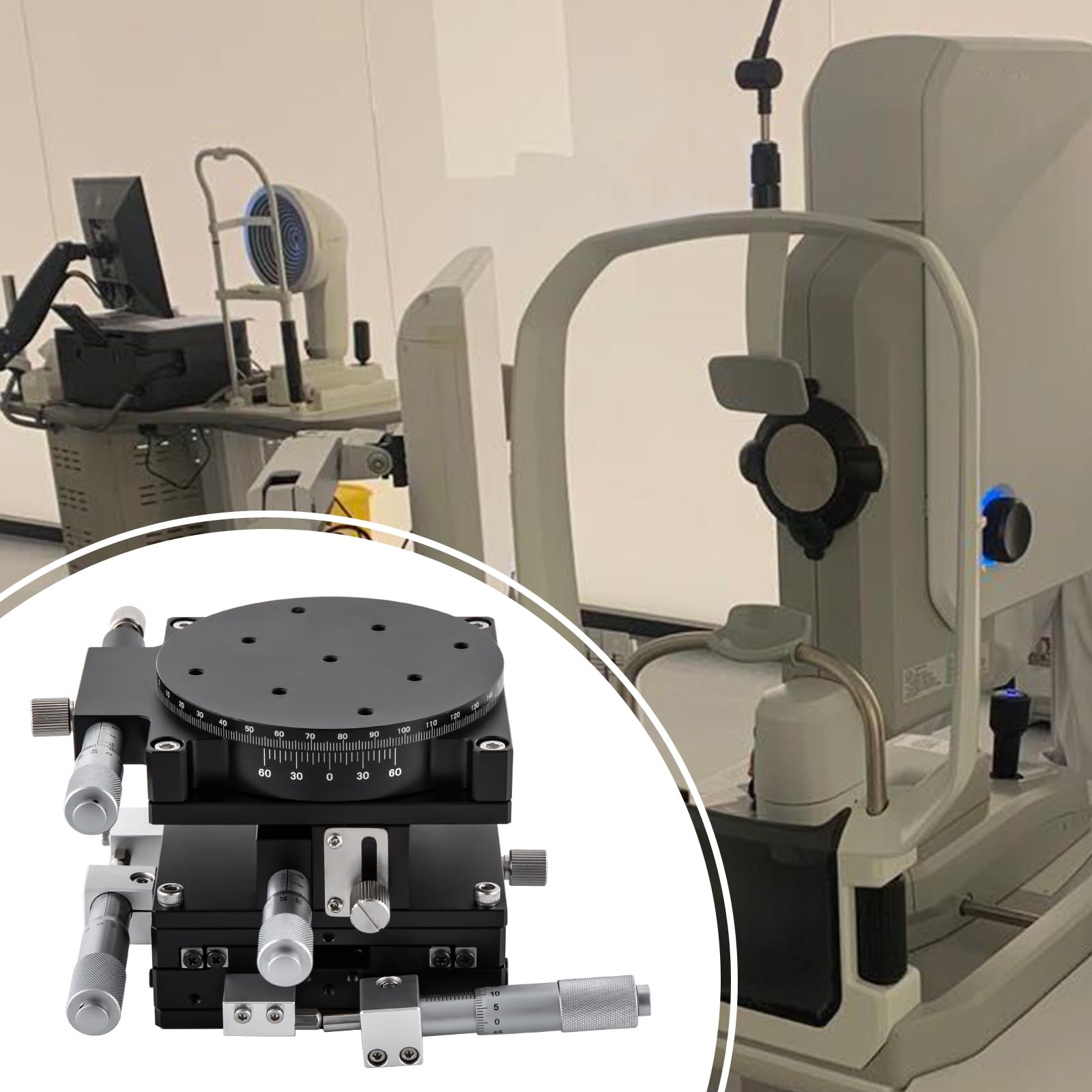 XYZR 4 Axis Manual Linear Positioning Stage Bearing Tuning Platform Sliding Table, 90mmx90mm