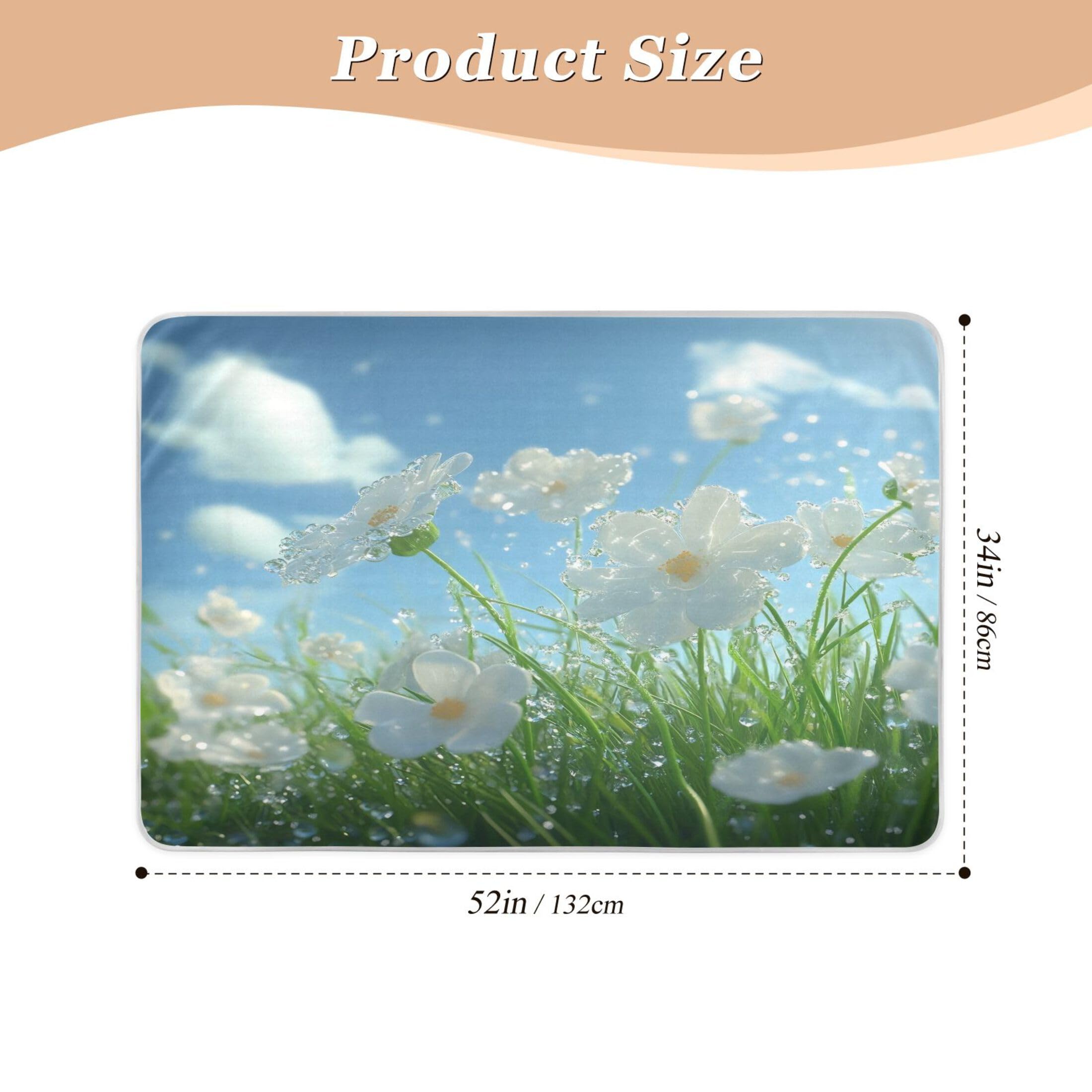 Takiito White Flowers Bed Pad Reusable Bed Underpad Washable Waterproof Leak-Proof Quick Dry Incontinence Pee Pad for Toddlers Kids Adults Pets 34x52 in