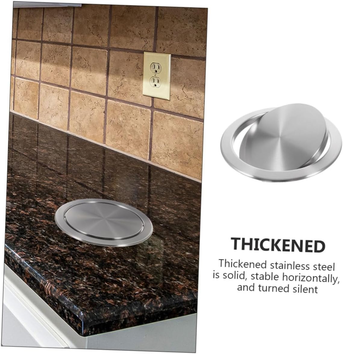 KICHOUSE Waste Bin Lid Stainless Steel Trash Can Office Kitchen Garbage Can Cover Easy to Clean