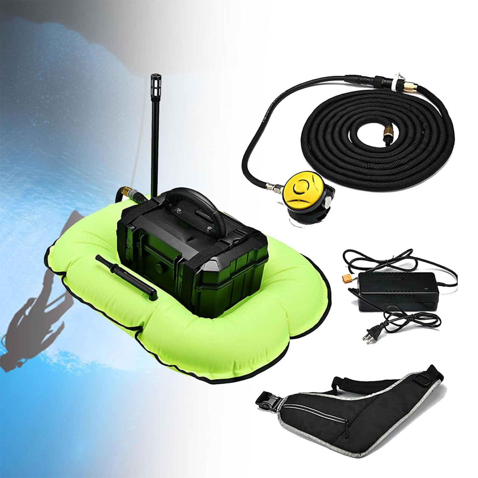 RayGenius Rebreather De Buceo PortáTil, De Buceo Sin Tanque Recargable De RespiracióN Bajo El Agua con Manguera De 49 Pies Y Regulador De RespiracióN De Buceo。,D3000-Black