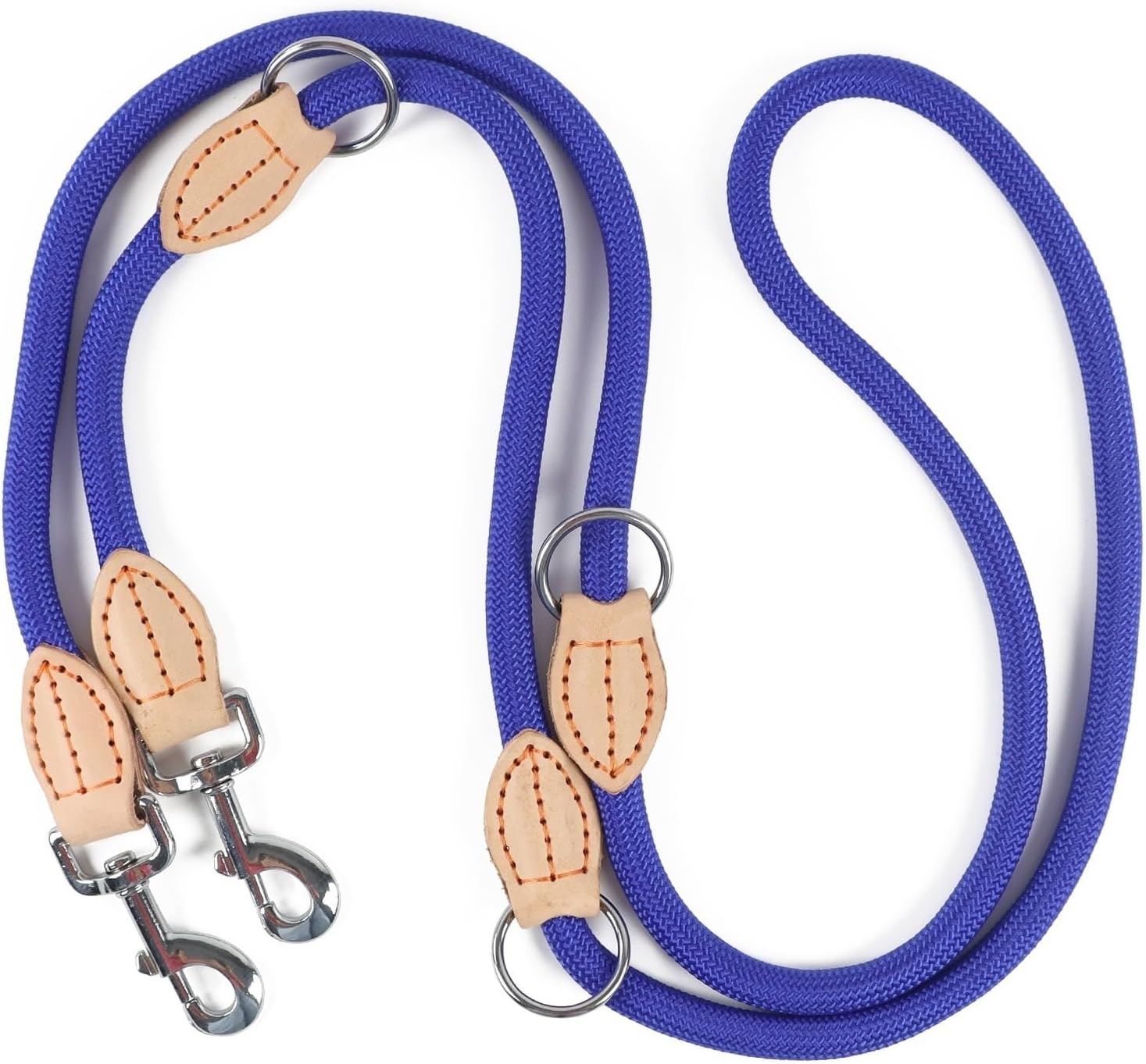 Adjustable Dual Dog Leash, Multipurpose Nylon Hands-Free Leash for Walking Two Small to Medium Dogs(Chocolate,Diameter 12mm)