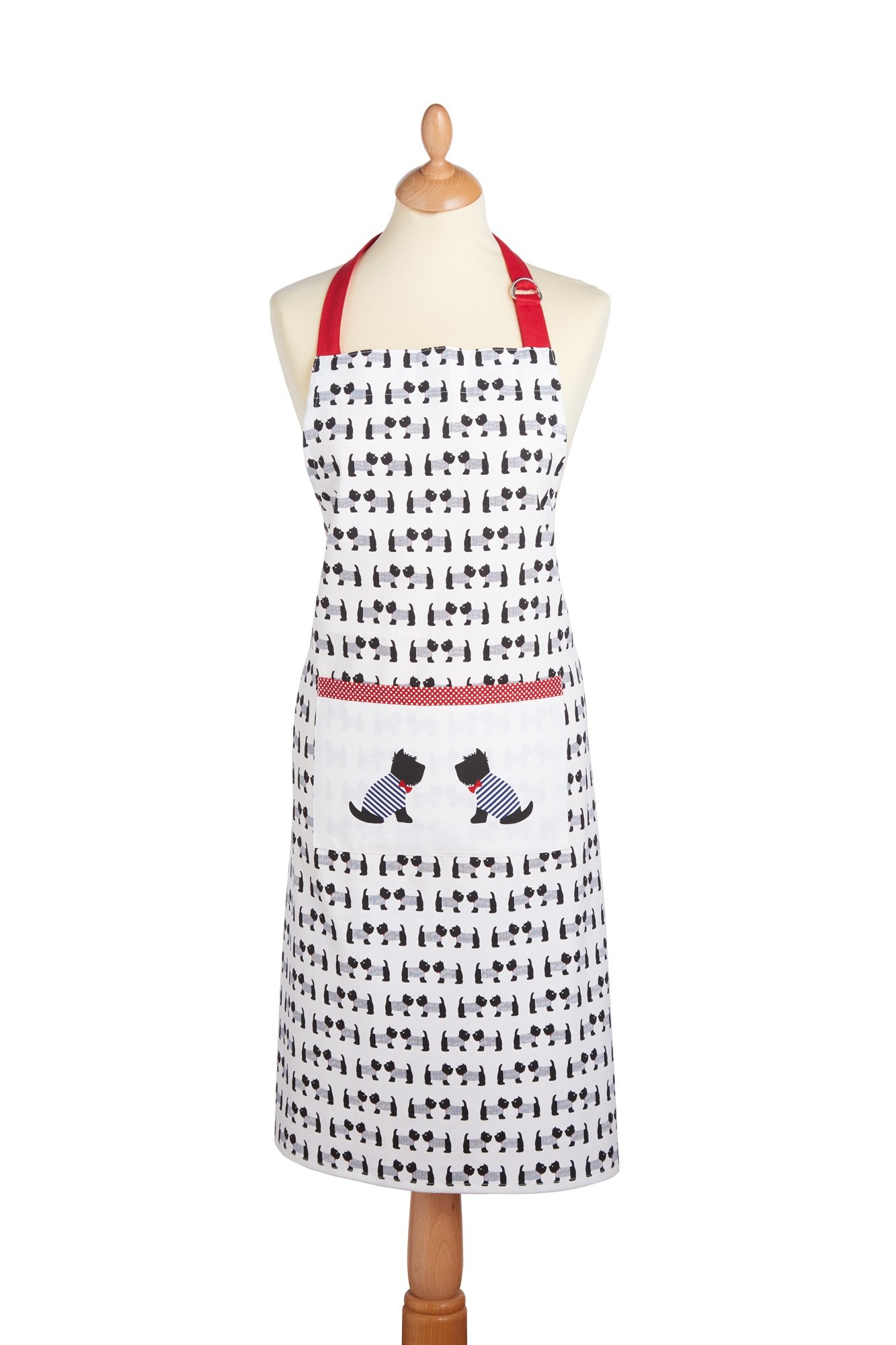 KitchenCraft 'Westie' Adjustable 1% Cotton Novelty Cooking Apron - Yellow / Grey / White
