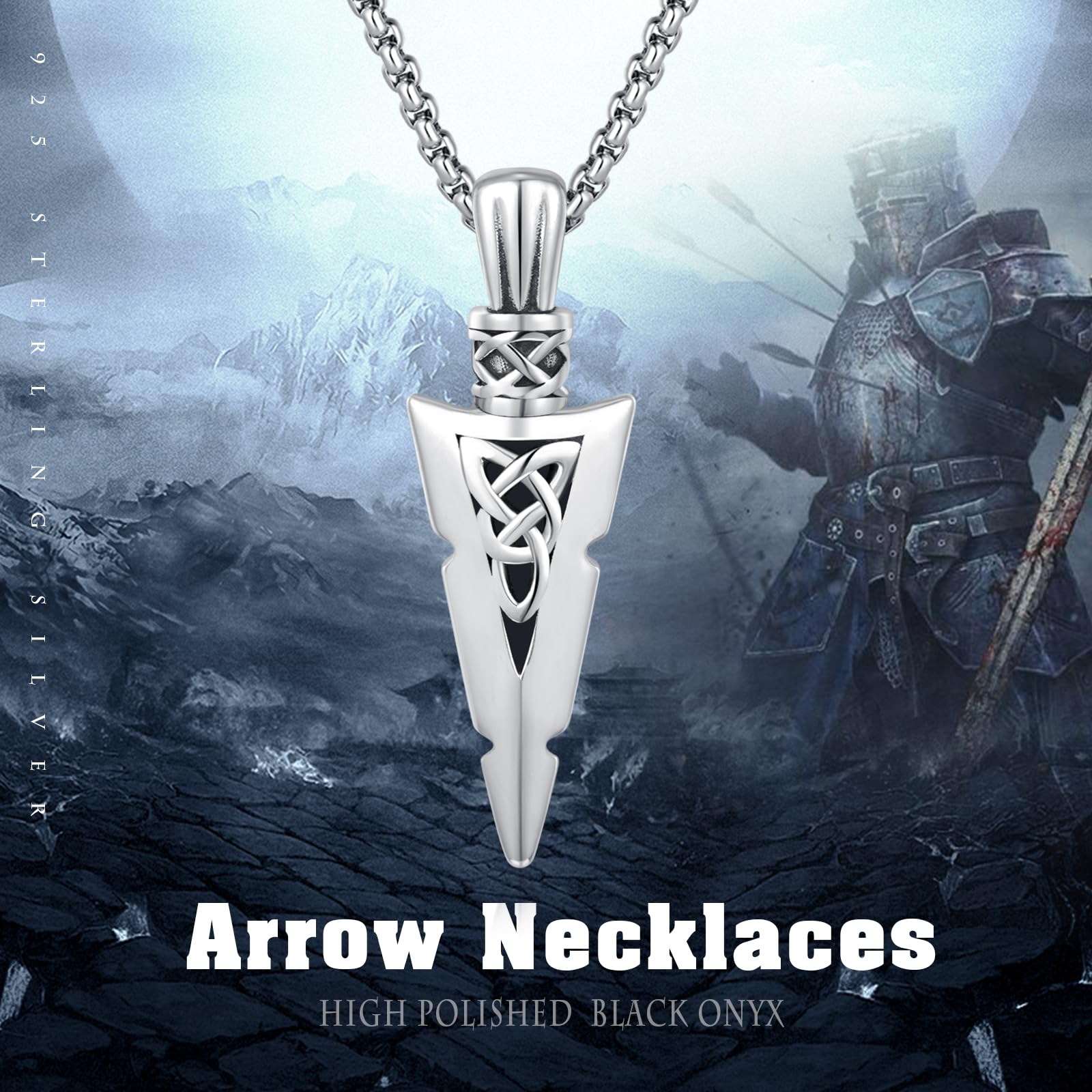 REDSUN - Collana con ciondolo a forma di freccia vichinga, martello di Thor, in argento sterling 925, con ciondolo a forma di croce, ciondolo celtico, amuleto, per uomo, figlio, ragazzo, donna, uomo e