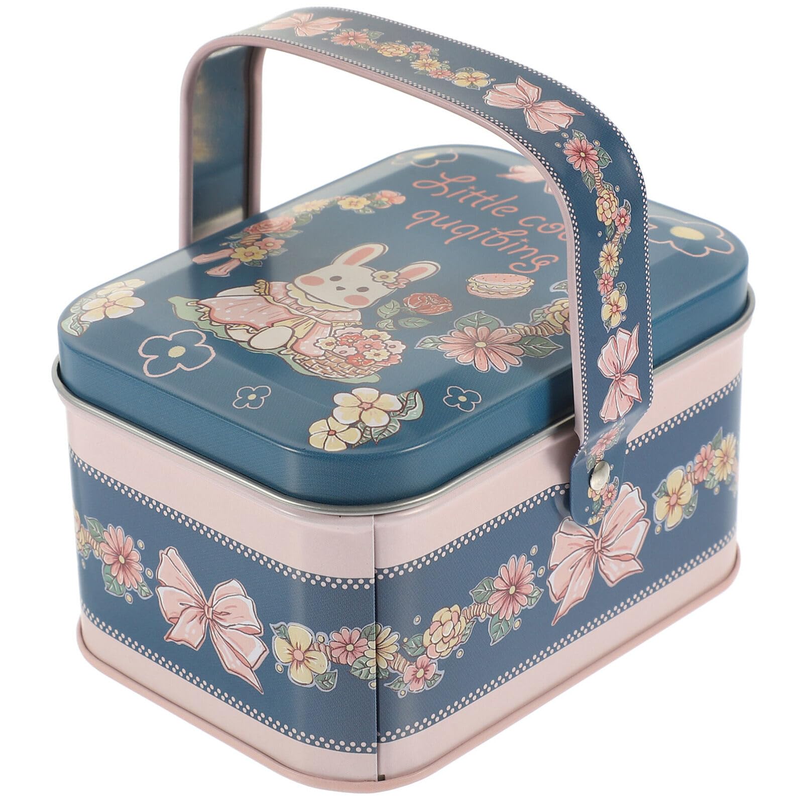 Luxshiny Tinplate Cookie Tin Handle Candy Biscuits Treat Box Case Holiday Party Favor Container