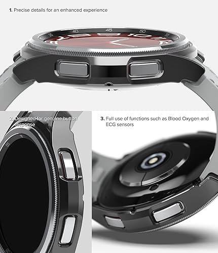 Miniatura 7 de Ringke Funda delgada material antiamarilleopaquete de 2 compatible con Samsung Galaxy Watch 6 Classic (1.772 pulgadas), funda transparente sólida