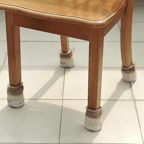 Miniatura 4 de Protectores de suelo para patas de silla, 16 piezas para patas de muebles de mesa, tapas de patas de tela, protectores de piso de madera, decoración