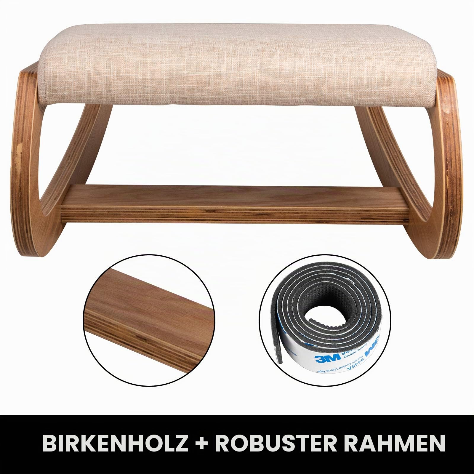VEVOR ergonomischer Hocker Kniehocker mit Hüftpolster, Gesundheitsstuhl für Zuhause, Kniestuhl zur Verbesserung der Rückenschmerzen Nackenschmerzen Lindern & Körperhaltung (Weiße Eiche)