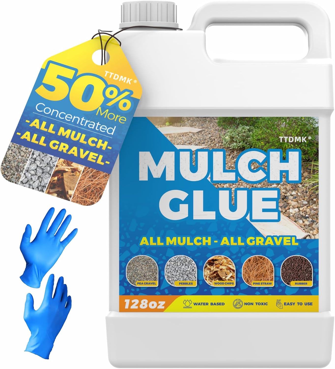 Mulch Glue, Concentrate Mulch Rock Glue, Pea Gravel Glue, Fast Drying Mulch