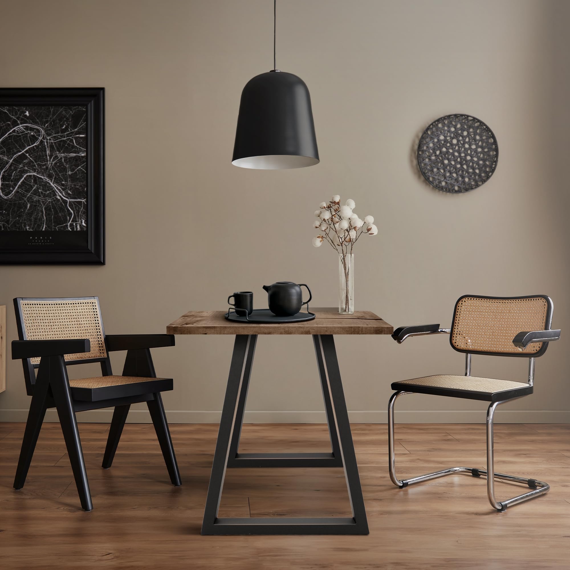 ECD Germany Set 2 Pieds De Table - 60 X 72 Cm - Forme A-Design - Noir - En Acier Thermolaqué - Pied De Meuble Banc - Design Industriel Avec Pièces De