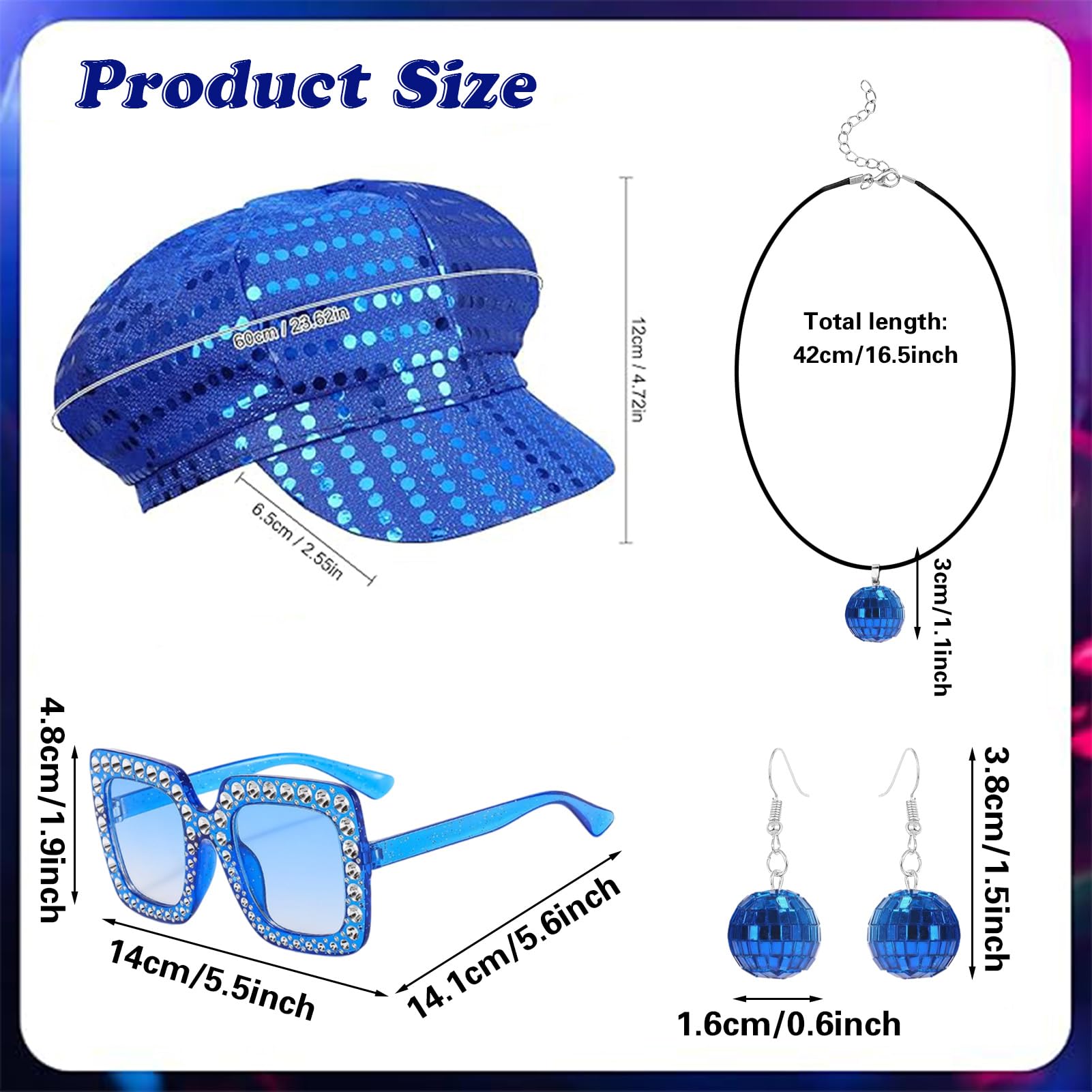 Moerstar 4Pcs 70s Disco Sequin Hat Set - Image 2